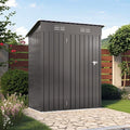 Outdoor Storage Shed 5 x 3 FT Metal Tool Shed with Pitched Roof, Compact Metal Garden Shed Anti-Corrosion Storage House with Lockable Door for Backyard, Patio, Sundries, Gray (Pitched roof)