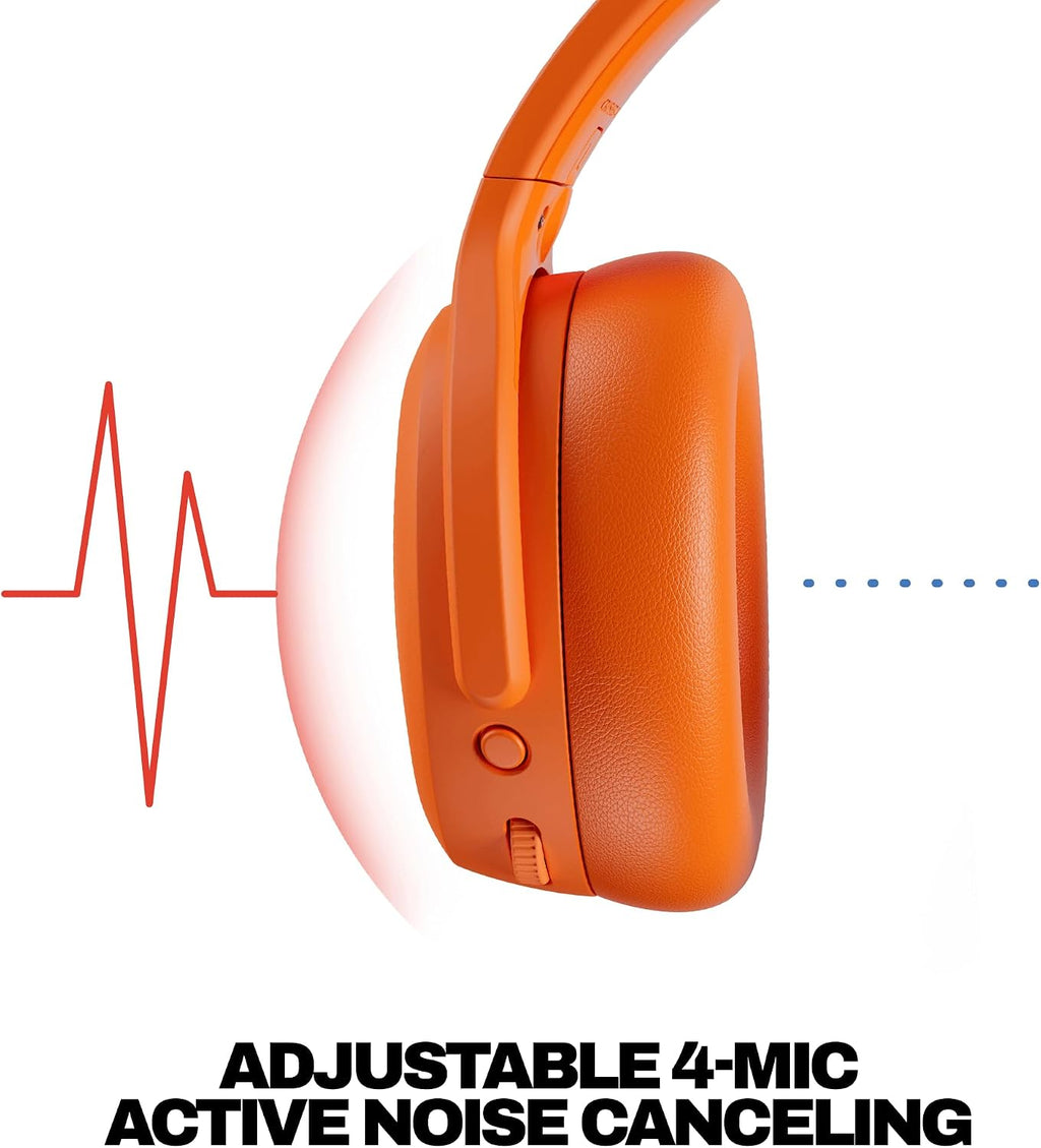 Skullcandy Crusher ANC 2 Wireless Over-Ear Bluetooth Headphones with Multi-Sensory Bass, Active Noise Cancelling, Up to 60 Hours Battery, Microphone for iPhone Android - Hazard