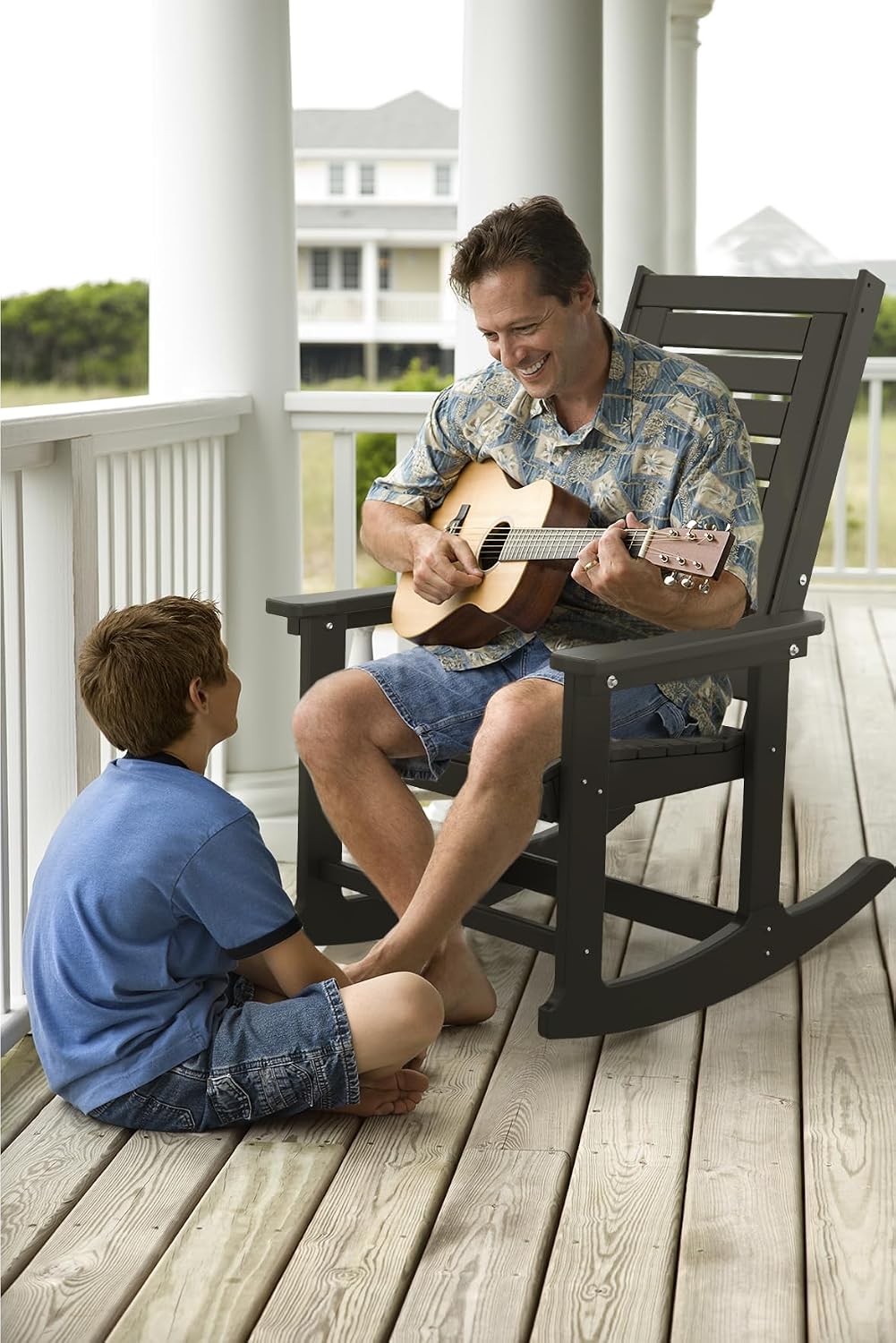 BRIOPAWS Outdoor Rocking Chairs | Set of 2 | Porch Rockers | HDPE Plastic| Black | Oversized | Patio Rocker Chair | High Back | for Big Man | Weather Resistant | for Outside Deck Balcony Backyard
