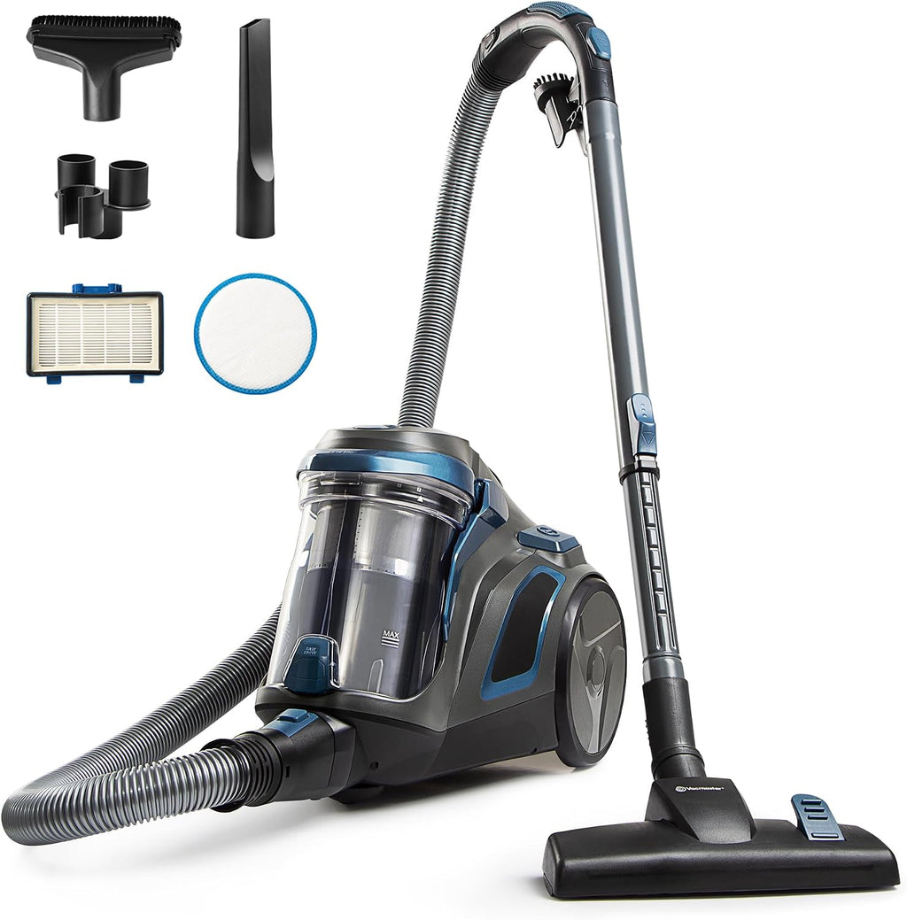 Vacmaster CC0501 Ultra Silent Bagless Canister Vacuum Powerful Cleaner with HEPA Filtration, One-Touch Release Dust Cup, Built-in Dust Tool & Retractable Cord for Low-Pile Carpet and Hard Floor