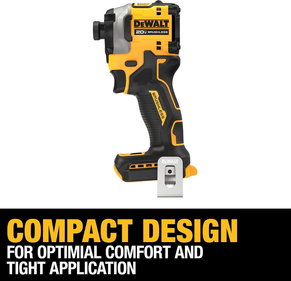 DEWALT 20V MAX ATOMIC Cordless Impact Drill Driver Kit, 1/4 Inch, Battery and Charger Included (DCF850E1)