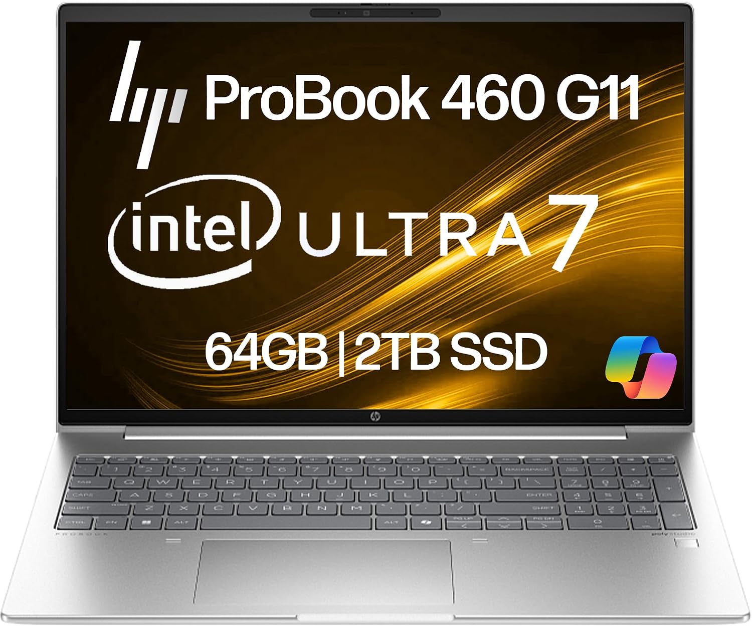 HP ProBook 460 G11 Business Laptop 16' FHD+ Display, Intel Core Ultra 7 155U (Beats i7-1355U), 64GB DDR5 RAM, 2TB NVMe, Wi-Fi 6E, RJ-45, Webcam, Backlit Keyboard, Win 11 Pro - Pike Silver Plastic