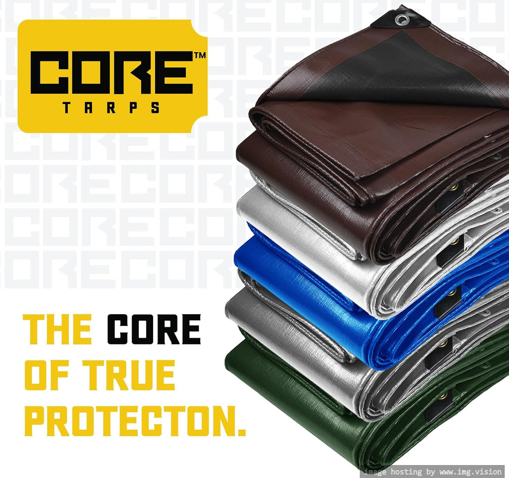 Core Tarps Extreme Heavy Duty 20 Mil Tarp Cover, Waterproof, UV Resistant, Rip and Tear Proof, Poly Tarpaulin with Reinforced Edges for Roof, Patio, Pool, Boat (White 30′ X 50′)