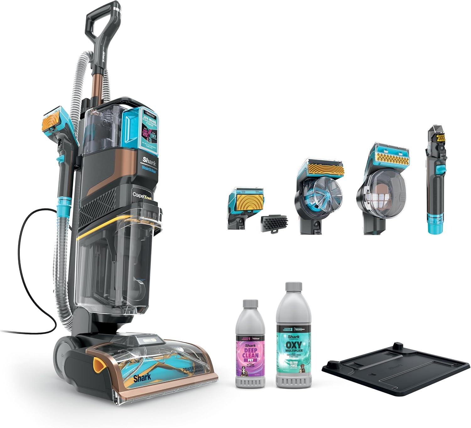 Shark CarpetXpert HairPro | Upright Carpet, Area Rug & Upholstery Cleaner | StainStriker Handheld Tough Stain Remover & Onboard Self Clean | Pet Hair Pickup & Odor Removal | 4 Tools | Copper | EX301