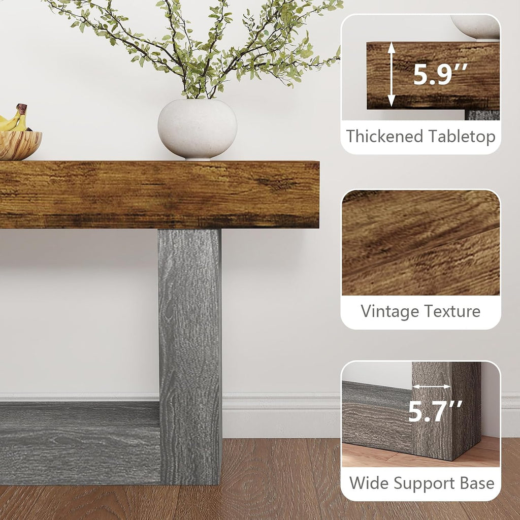 Spaco 63'' Long Console Table,2 Tier Farmhouse Entryway Table Sofa Table with Storage,Wood Behind Couch Table for Living Room, Hallway,Foyer