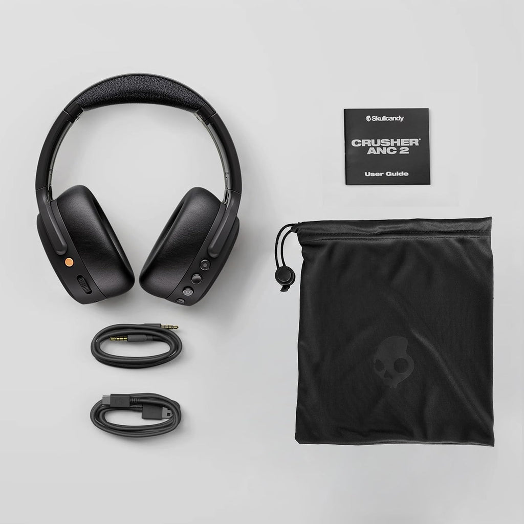Skullcandy Crusher ANC 2 Wireless Over-Ear Bluetooth Headphones with Multi-Sensory Bass, Active Noise Cancelling, Up to 60 Hours Battery, Microphone for iPhone Android - Hazard