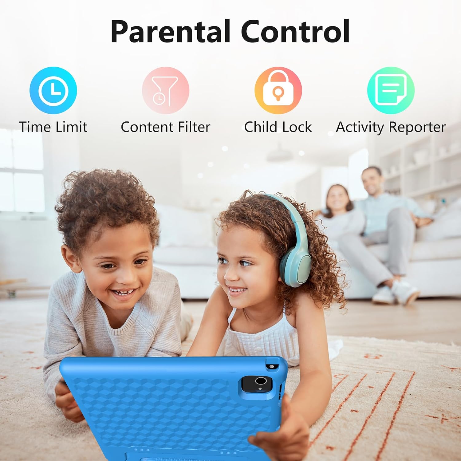 JREN Tablet for Kids｜10 Inch 64GB Android 14｜Octa-core｜64GB｜WiFi ｜Bluetooth｜Parental Control｜Kids Content｜Children Tabletas Blue