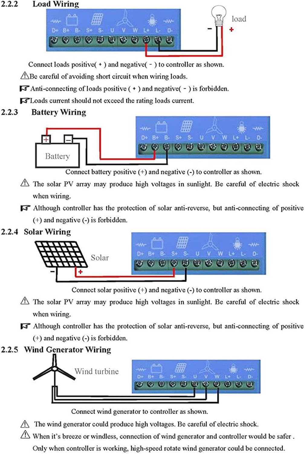 QIANG Off Grid with Unloader Hybrid Wind Solar Controller Auto 12v 24v 48v Battery Mppt Charge Boost Float of Wind Turbine Generator Solar Panel Home Street Light Controller 2000W-48V