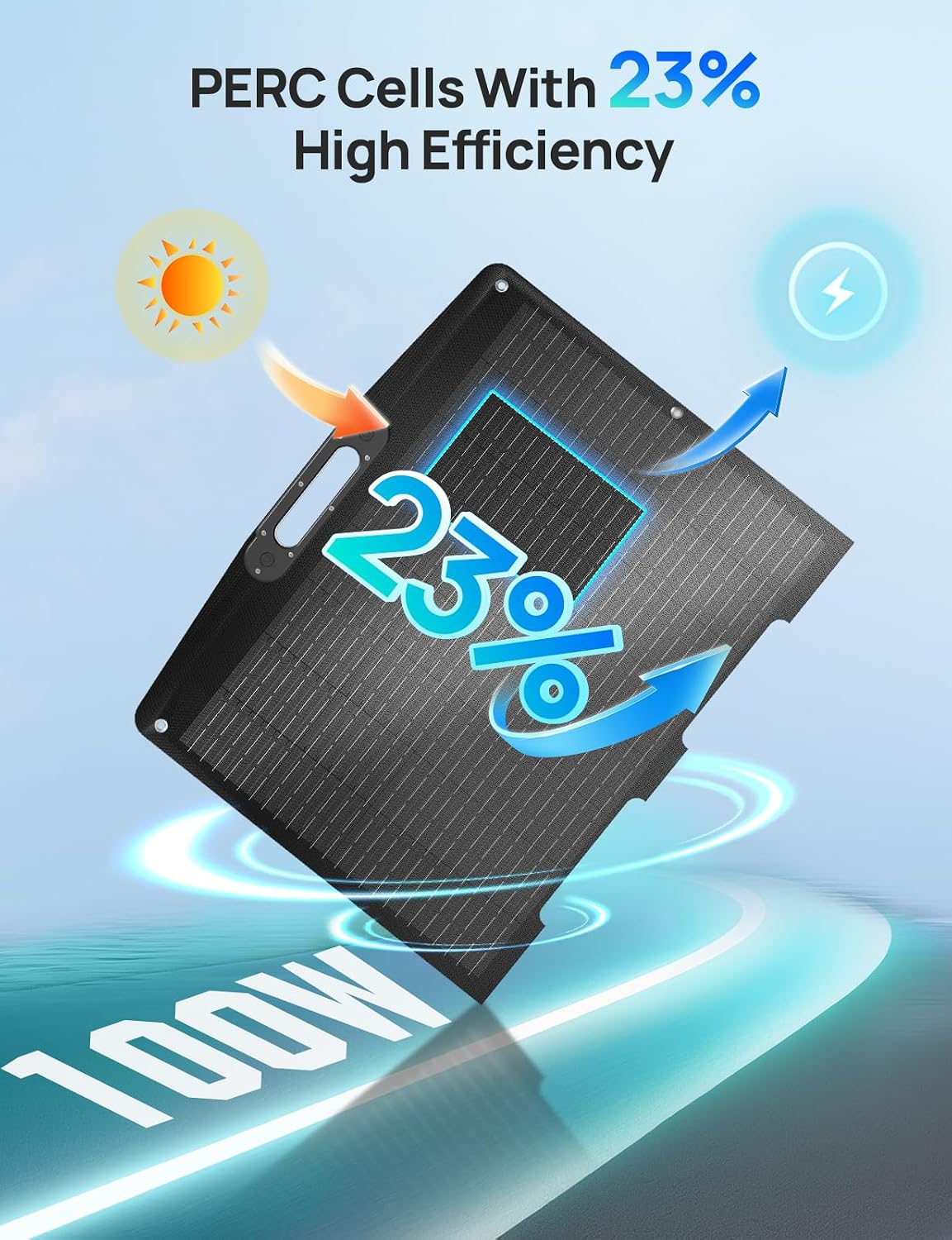 ECO-WORTHY 12V 50Ah LiFePO4 Lithium Battery with 100W Portable Solar Panel, Bluetooth 5.0, Low Temp Protection, Connects to Car Power Inverter for RV Road Trip Camping Hiking Marine Off Grid Travel