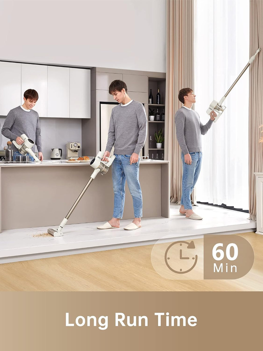 DREAME R10 Cordless Stick Vacuum Cleaner for Home, Powerful 120AW Suction with Anti-Tangle Brush, LED Headlights, Five-Layer Filtration, Up to 60 Mins, Handheld Vacuum Deep Clean Hair, Hard Floor