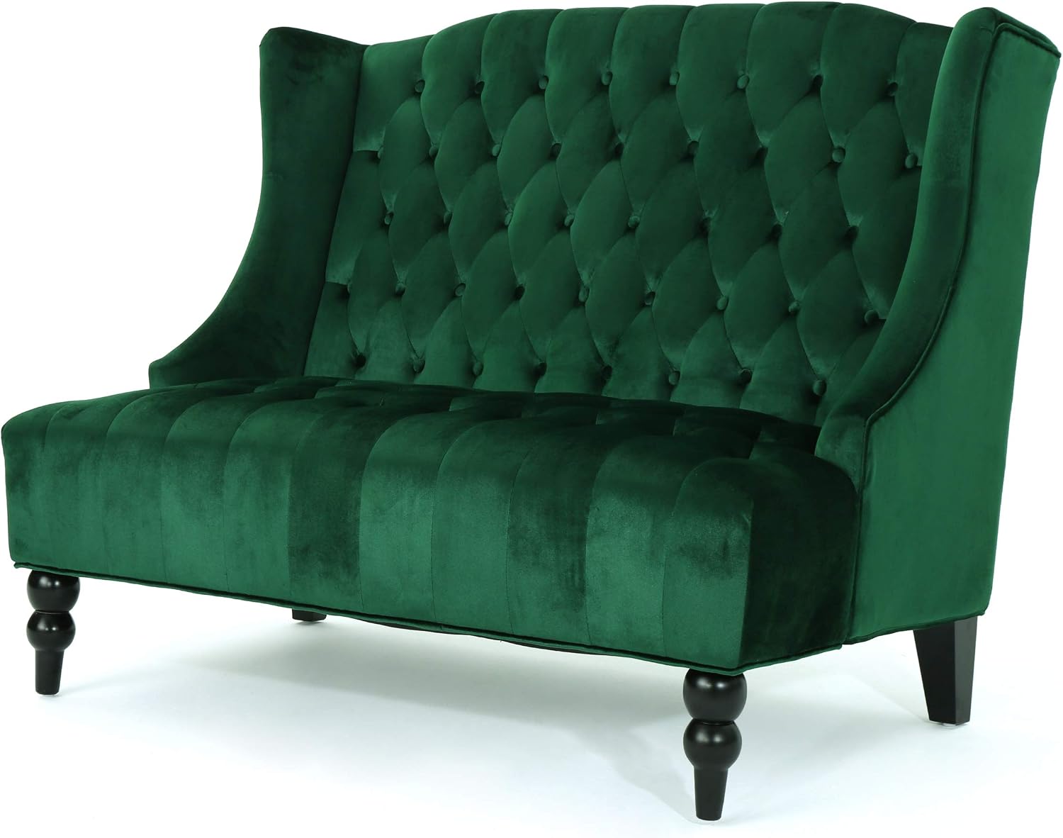 Emerald Modern Velvet Loveseat Sofa Couch, 50' Mid - Century Tufted Upholstered Small Love Seat Couch, Curved High Back 2-Seats Couches for Compact Space, Living Room, Apartment (Emerald)
