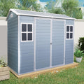 8x4FT Resin Garden Shed - Plastic Lean to Shed with Floor, Lockable Outdoor Storage Sheds for Patio Yard, Outdoor Shed with Floor Included (White)