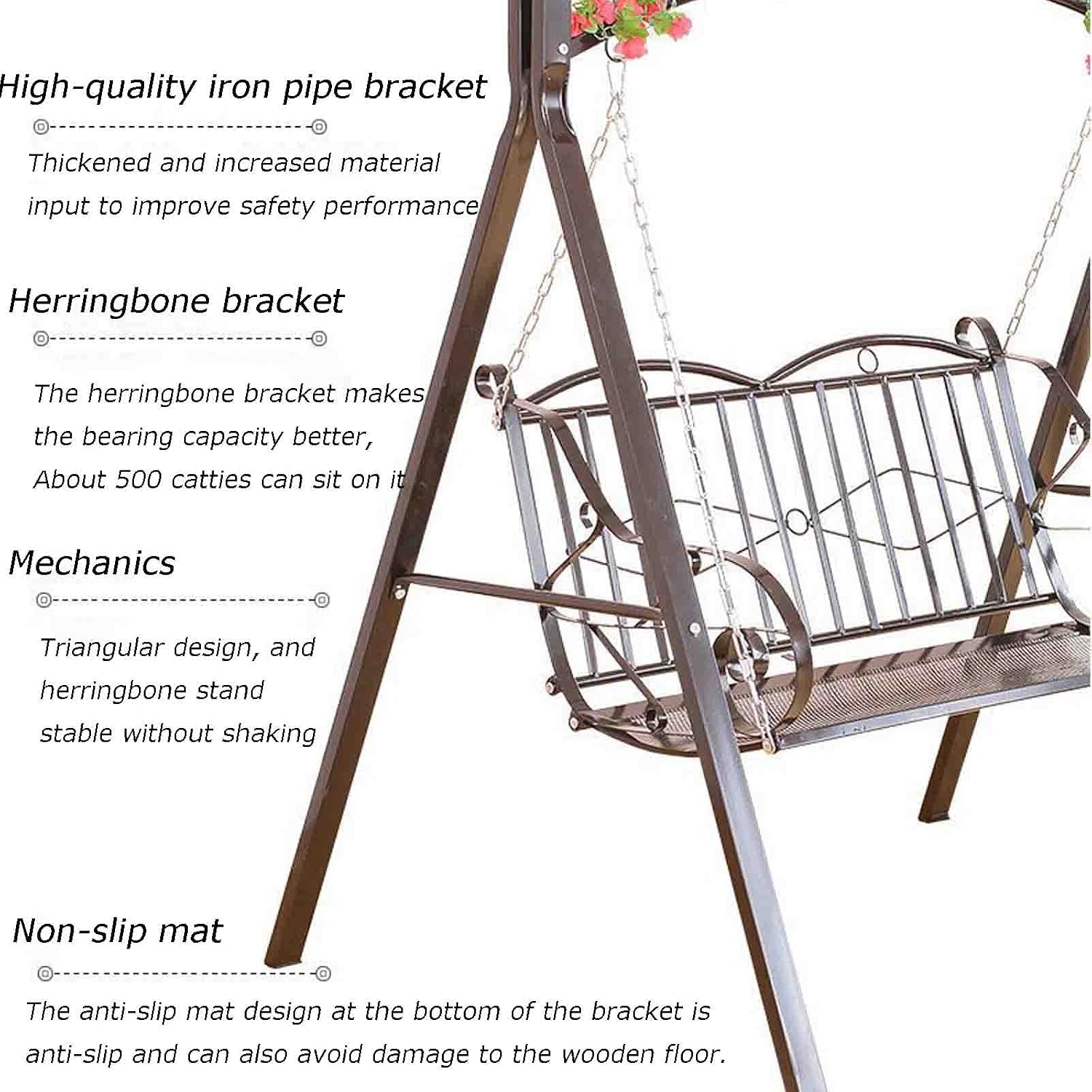 2 Seater Swing Chair, Balcony Rocking Hanging Chair,Sun Lounger,for Adults Patio, Garden, Backyard and Poolside