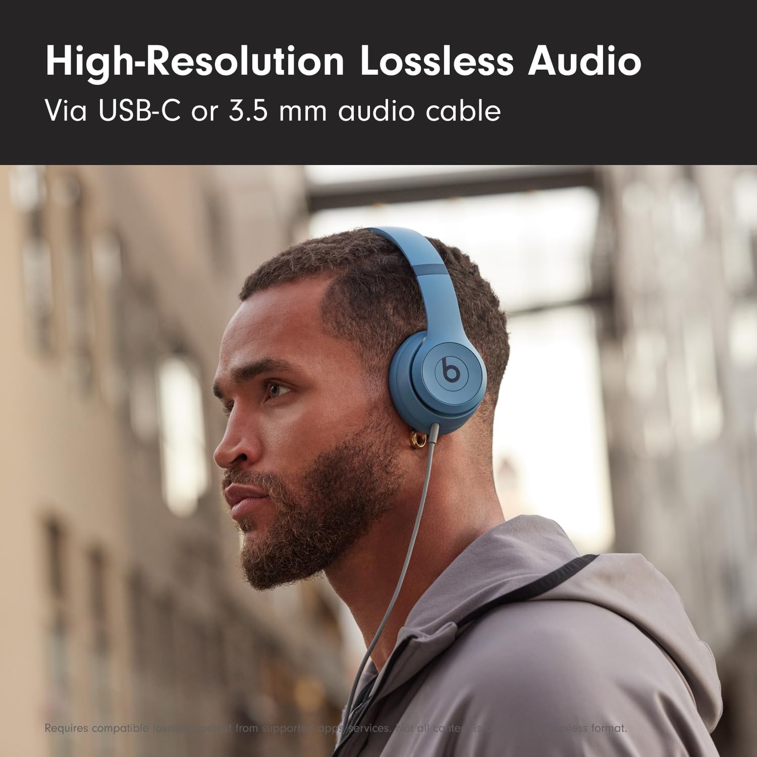 Beats Solo 4 - Wireless Bluetooth On-Ear Headphones, Apple & Android Compatible, Up to 50 Hours of Battery Life - Slate Blue (Renewed)