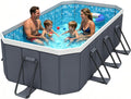 Jessie Foldable Pool for Kids and Adults Non InflatableFrame Outdoor Swimming Pool Blue Kiddie Pools Thickened Support Dog Above Ground Garden Backyard (118.11 in)