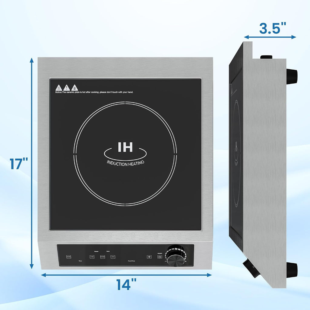 Commercial Induction Cooktop 1800W, Professional Electric Countertop Burner, 10 Power & 10 Temp Setting, Induction Hot Plate with Timer, Electric Stove with LED Screen, Black