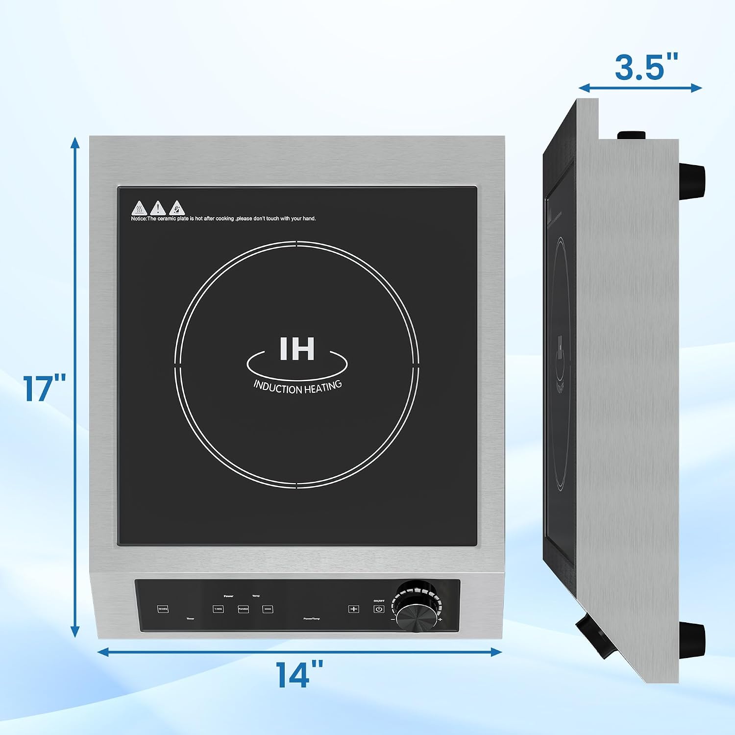 Commercial Induction Cooktop 1800W, Professional Electric Countertop Burner, 10 Power & 10 Temp Setting, Induction Hot Plate with Timer, Electric Stove with LED Screen, Black