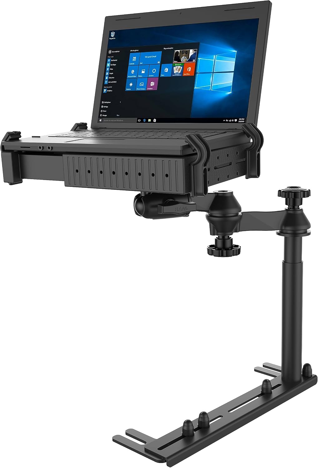RAM MOUNTS Universal Vehicle Laptop Mount, No-Drill Seat Bolt Installation with Tough-Tray & Dual Swing Arm for Cars, Trucks & Work Vehicles RAM-VB-196-SW1