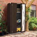 AECOJOY Outdoor Storage Cabinet Waterproof with Adjustable Shelves, Vertical Tall Garden Tool Cabinet, Sheds & Outdoor Storage Clearance Cabinet Weatherproof for Outside or Indoor in Brown