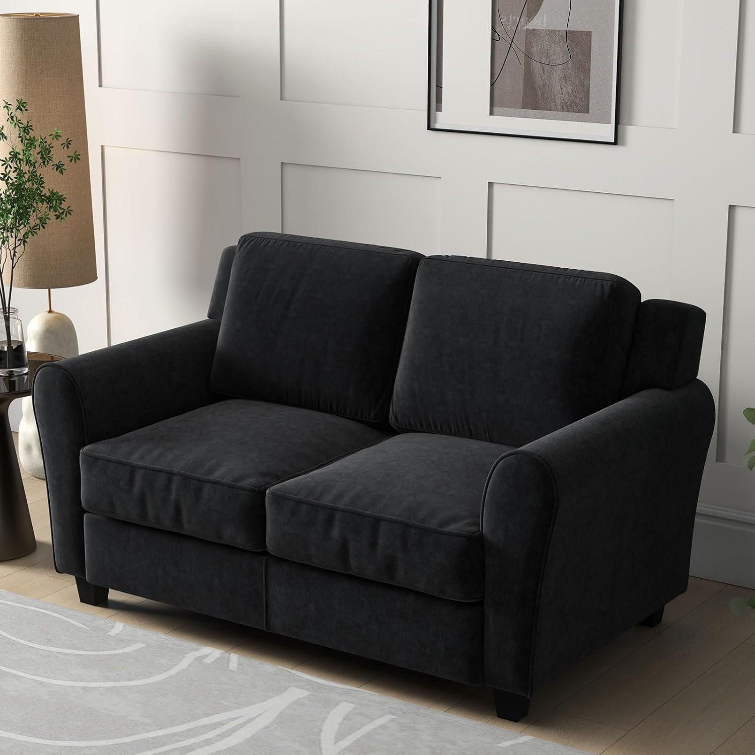 Bonzy Home 58' Loveseat Couches for Living Room, 2 Seater Modern Comfy Love Seat with Thick Cushion for Small Space Home Apartment Office Studio