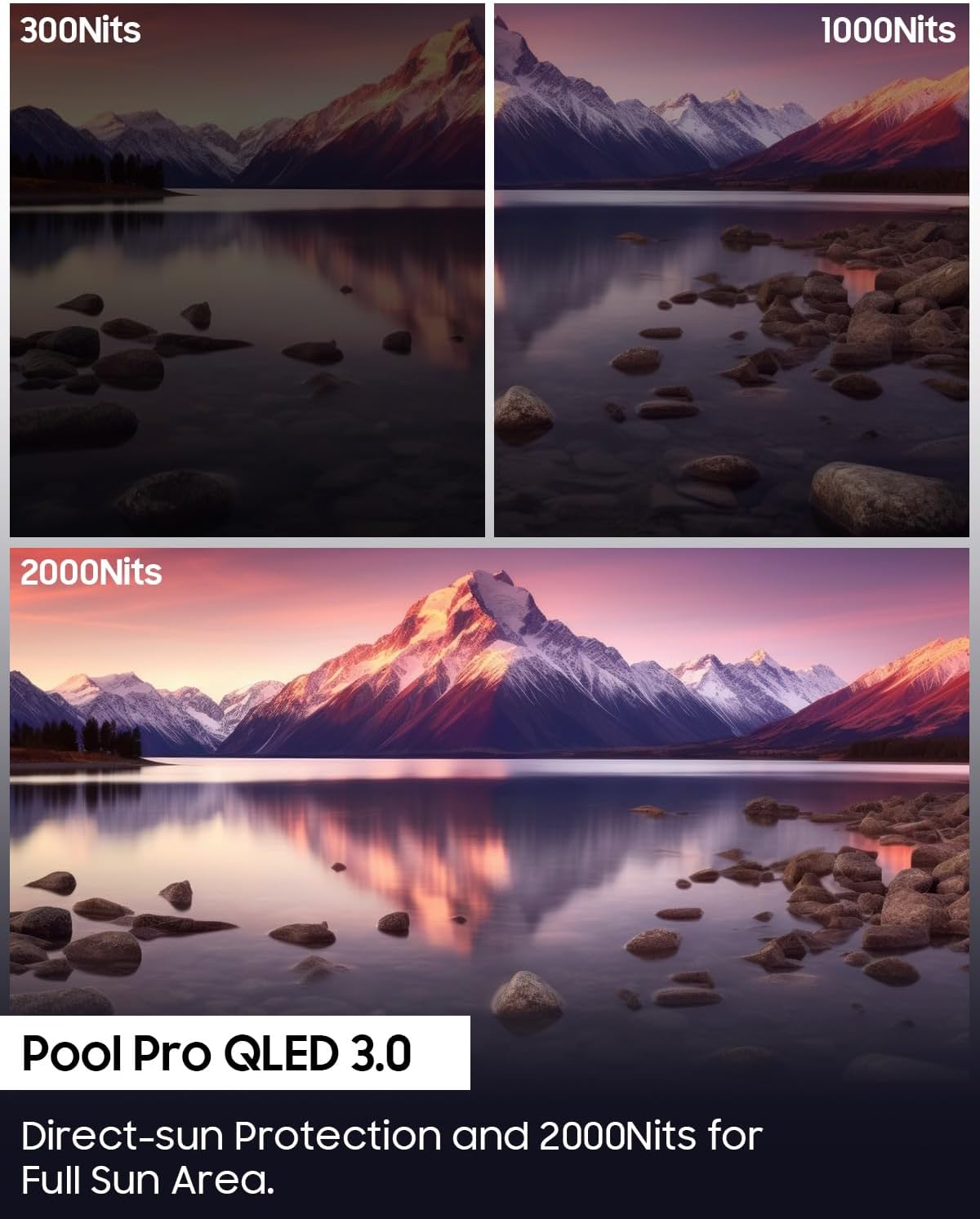 SYLVOX Full Sun Outdoor TV, 55'' QLED Smart TV, IP55 Waterproof, Dolby Vision HDR, Voice Remote,2000nits Weatherproof Television, Chromecast Built-in for Full Sun Area(Pool Pro QLED 2.0)