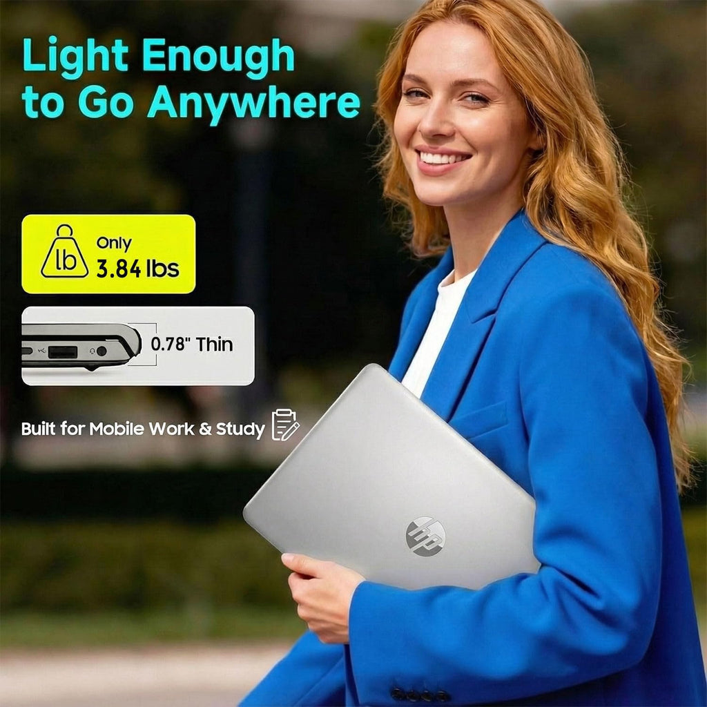 HP 15.6' Business&Student Laptop Computer, 2025/2026 Edition, Copilot AI, Intel Dual Core Processor Series, 16GB RAM, 512GB SSD, Ethernet & SD Card Reader, Up to 9 Hours Battery Life, Windows 11 Pro