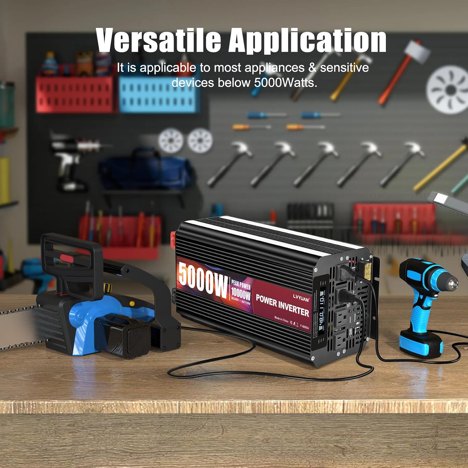 LVYUAN 5000 Watt Power Inverter 48V to 110V 120V for Vehicle, Solar Inverter System, Heavy Duty, RV, Truck, Off Grid,Camping with 4 AC Outlets, LCD Display, Wireless Remote Control, Car Power Inverter