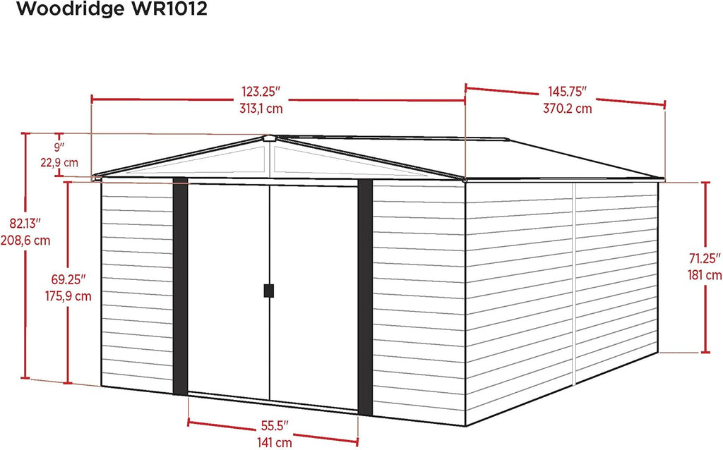 Arrow WR1012 Woodridge EG Steel Storage Shed, 10 by 12-Feet