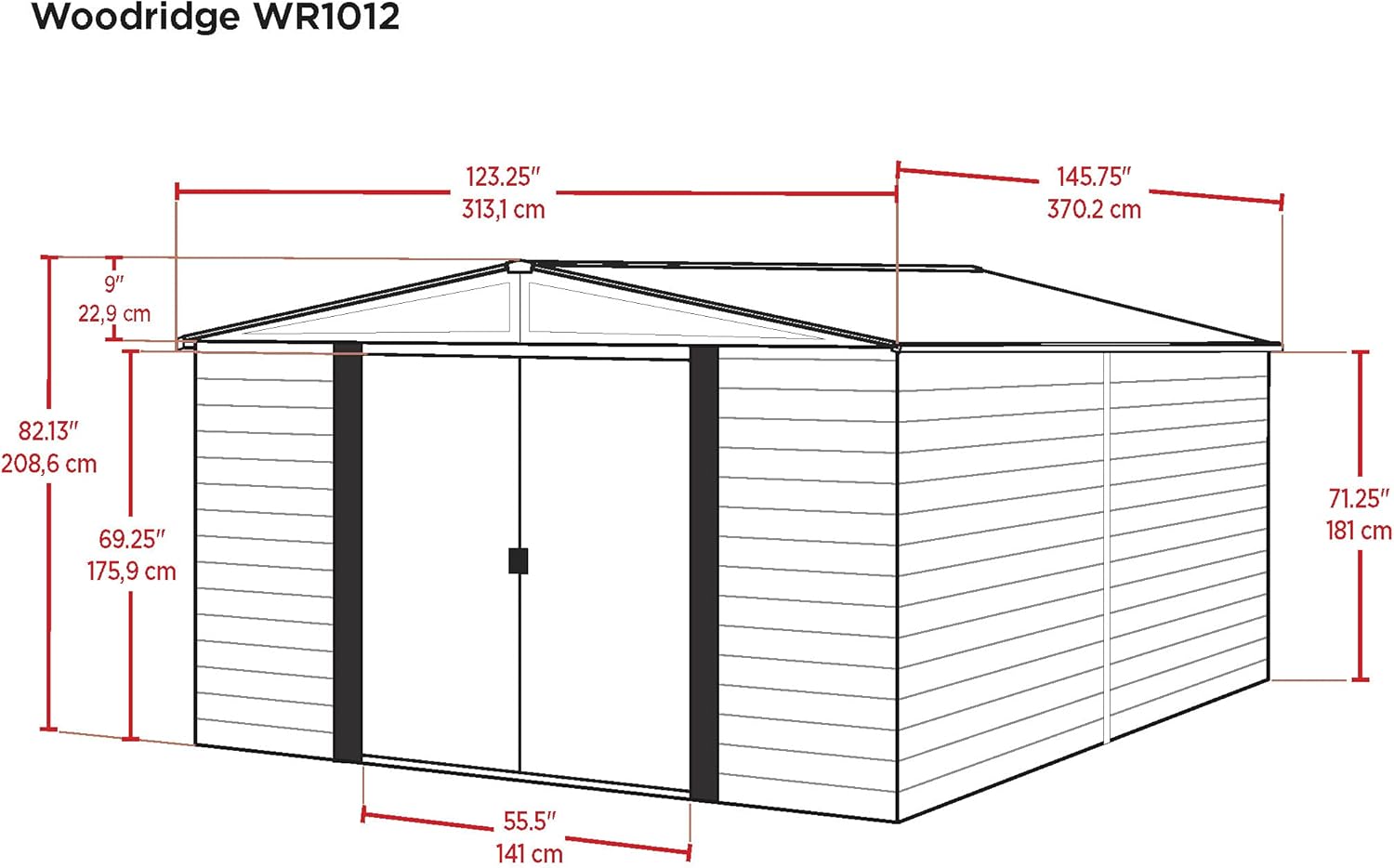 Arrow WR1012 Woodridge EG Steel Storage Shed, 10 by 12-Feet
