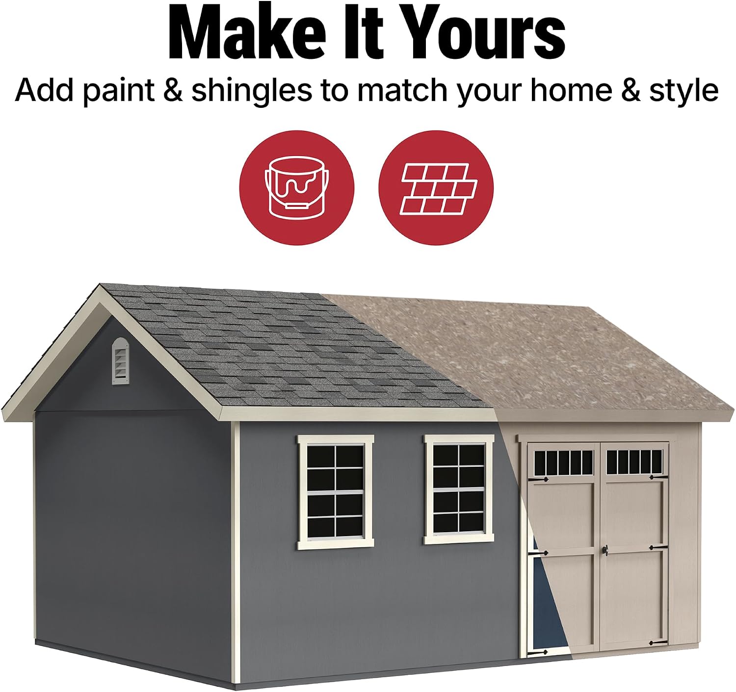 Handy Home Products Beachwood 10x12 Do-it-Yourself Wooden Storage Shed- Does not Include Floor kit, Paint, or Roofing Shingles