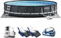 Intex 26333EH Ultra XTR 20ft x 48in Above Ground Swimming Pool Set with Sand Filter Pump, Inflatable Lounge Pool Recliners (2-Pack) and Inflatable Beverage Cooler