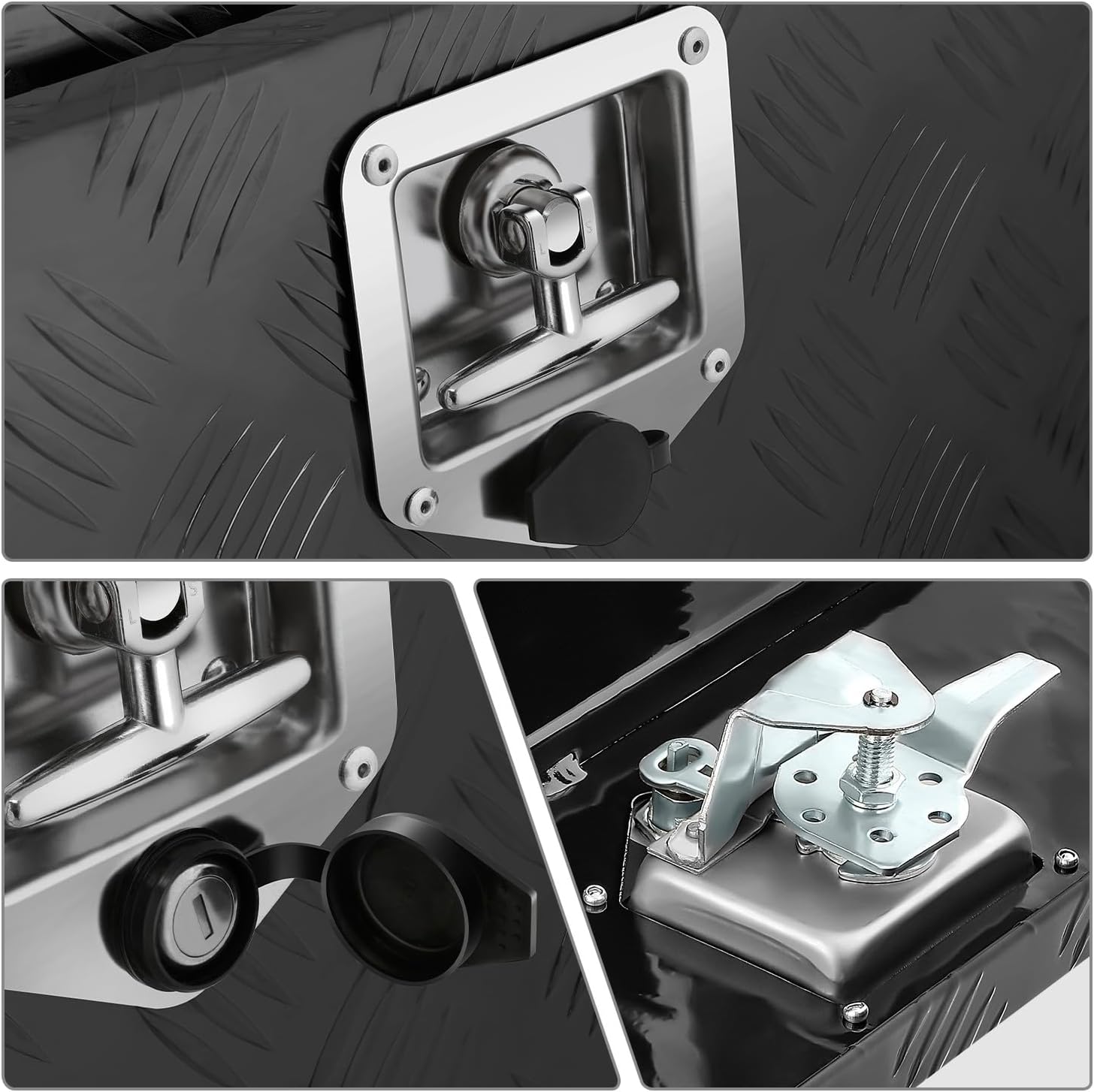 DNA MOTORING Truck Tool Box Lockable Storage Box, Truck Bed Tool Box Trailer Tongue Box Aluminum Truck Tool Box for Bed of Truck, with Lock & Keys, 30' W X 18' H X 17.3' D, Black,TBOX-T5-014-BK
