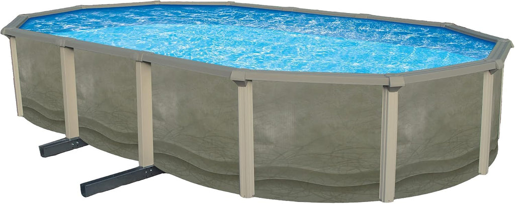 Trinity 18-ft x 33-ft Oval 52-in Deep Steel Wall Pool Package with 7-in Top Rail