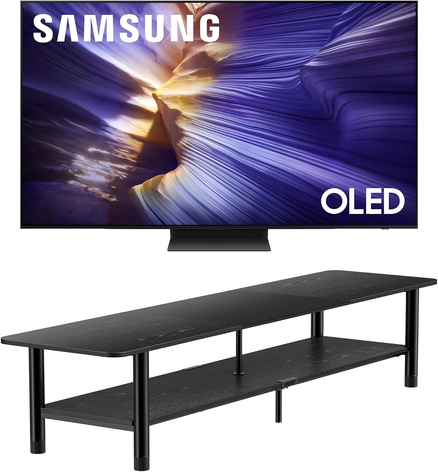 Samsung QN77S90FAFXZA 77 Inch 4K OLED Smart TV with an ErgoAV ERTFX1-01B 80' FlexFold Frame TV Stand (2025)