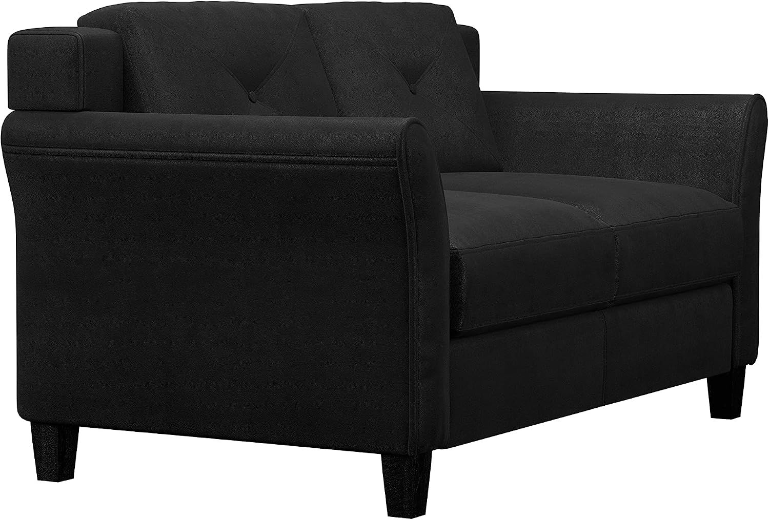 Studio Living Harrington 57.9' Loveseat, Transitional Modern, Pocket Coil Comfort, Easy Assembly, Microfiber Fabric, Black