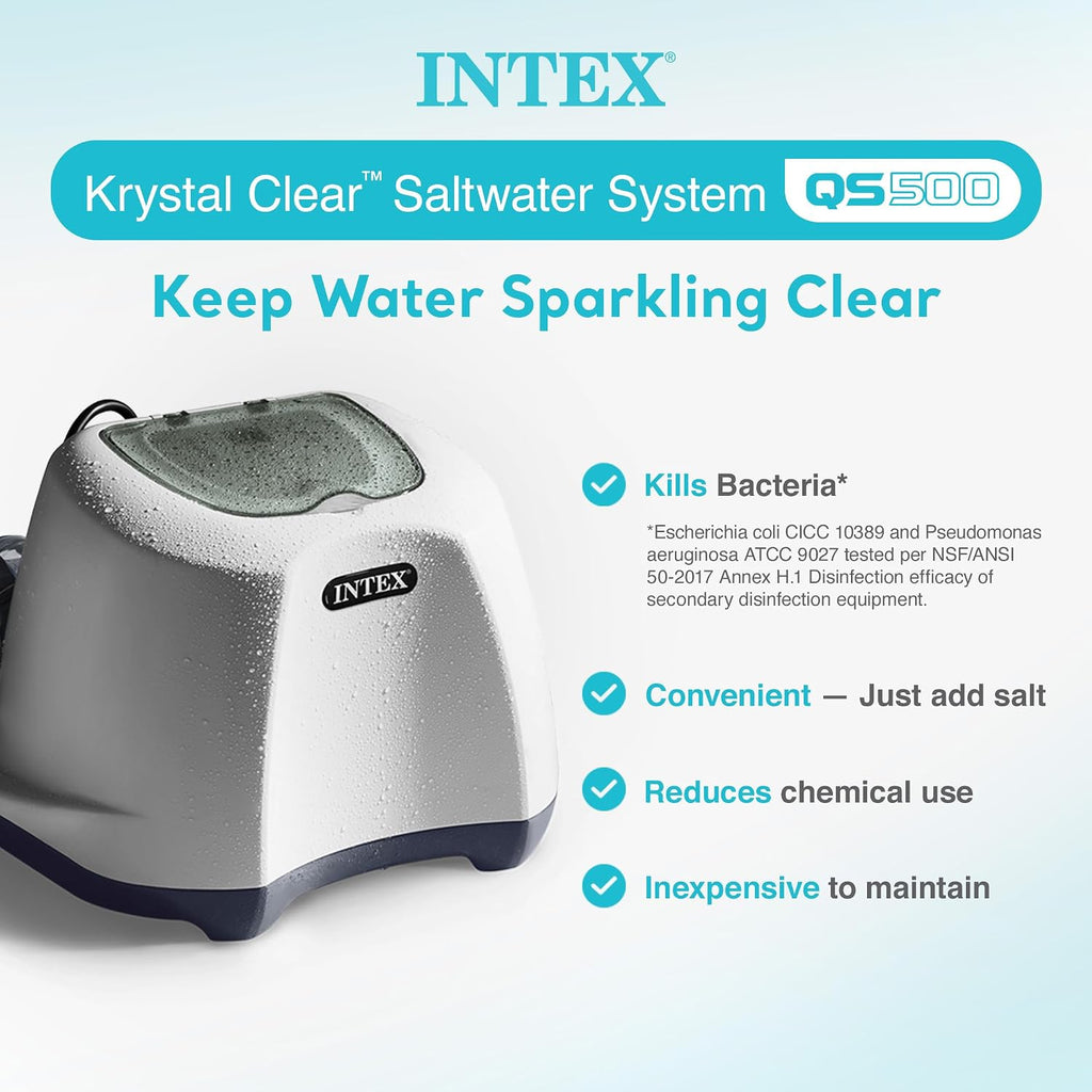 Intex Krystal Clear Saltwater System for 7000 Gallon Above Ground Swimming Pool and Deluxe 800 GPH Wall Mounted Pool Surface Automatic Skimmer