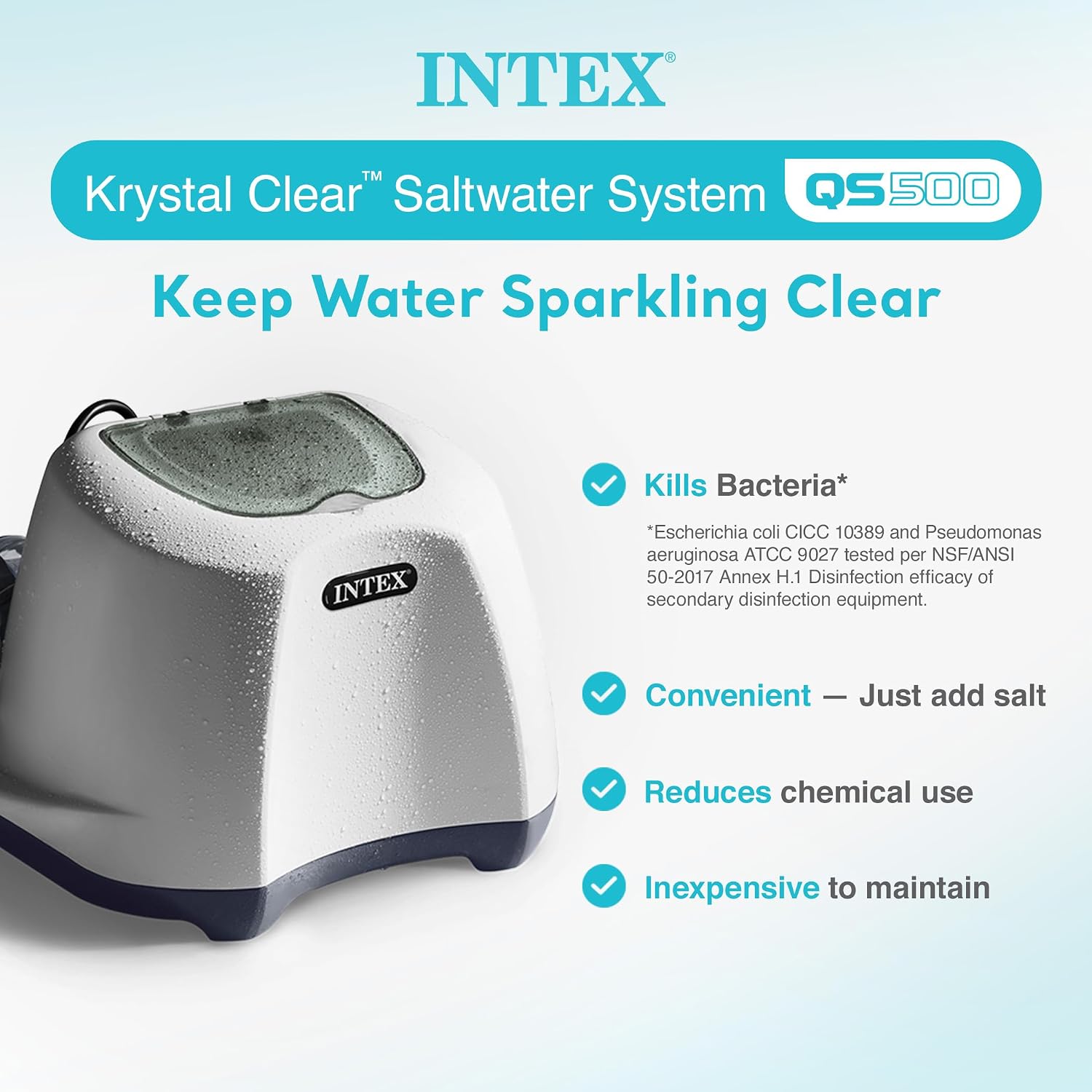 Intex Krystal Clear Saltwater System for 7000 Gallon Above Ground Swimming Pool and Deluxe 800 GPH Wall Mounted Pool Surface Automatic Skimmer
