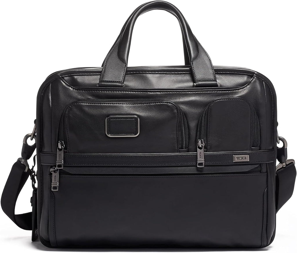 TUMI - Alpha Medium 15' Expansion Laptop Briefcase - Professional Briefcase for Commute or Travel - Padded Compartment Fits up to 15' Screen - Black Leather