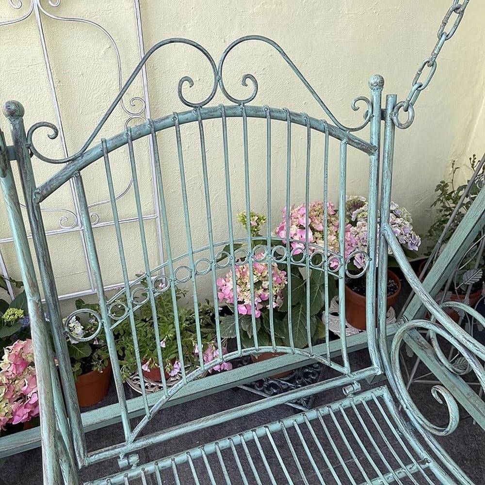 Garden Outdoor Rustic Vintage Iron Swing Chair for Garden Balcony Patio Decorative Hanging Double Rocking Seat