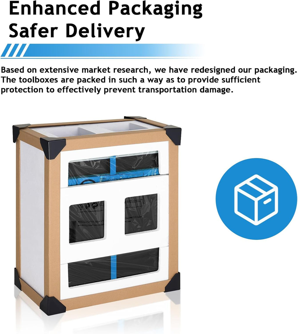 AirWire 5-Drawer Rolling Metal Tool Storage Cabinet with Detachable Top Tool Box, for Garage Workshop - Blue