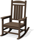 KINGYES Oversized HDPE Rocking Chairs Outdoor, Patio Rocking Chairs with 330lbs Support, Smooth Porch Rocker for Deck Lawn Yard, Coffee Brown