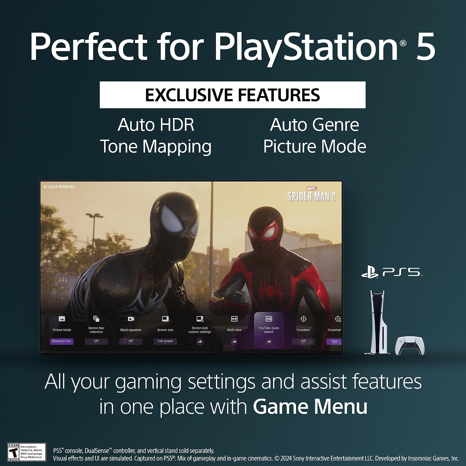 Sony K75XR70 75 Inch 4K Bravia LCD Mini LED Full Array HDR Google TV with an AudioQuest G8 8-Outlet USB-A/USB-C AC Power Surge Protector (2024)
