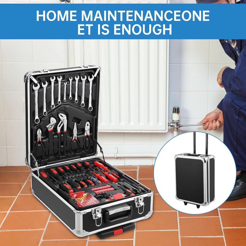 800 PCS Tool Kit with Wheels, Rolling Tool Box Storage Cabinet, Mechanic Tool Set with Drill, Home Repair Toolbox for Mechanics, Automotive Repair Tool Set, Household Toolset with Wheels