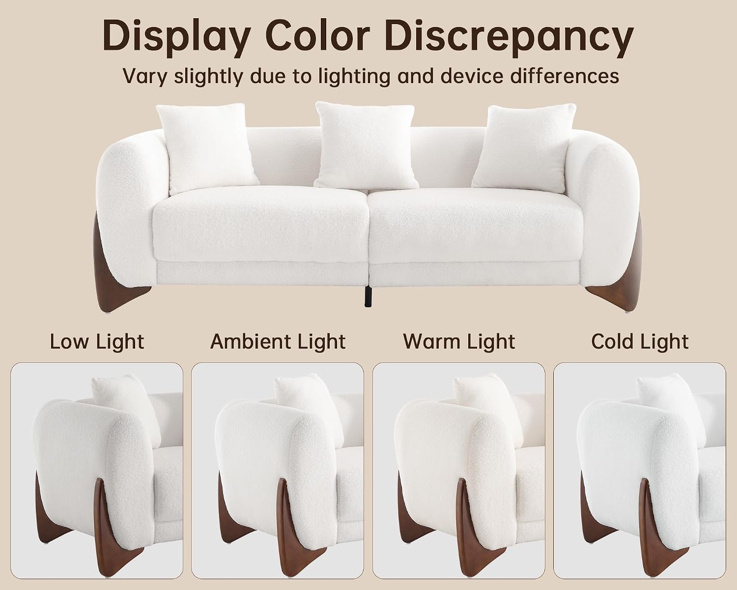 Morden Fort Sherpa Boucle Couch Armchair Single, Modern Sofa Upholstered Deep Chair with Soft Throw Pillow Skin-Friendly Minimalist Accent Chair Compatible with Sofa Set Couch for Living Room, White