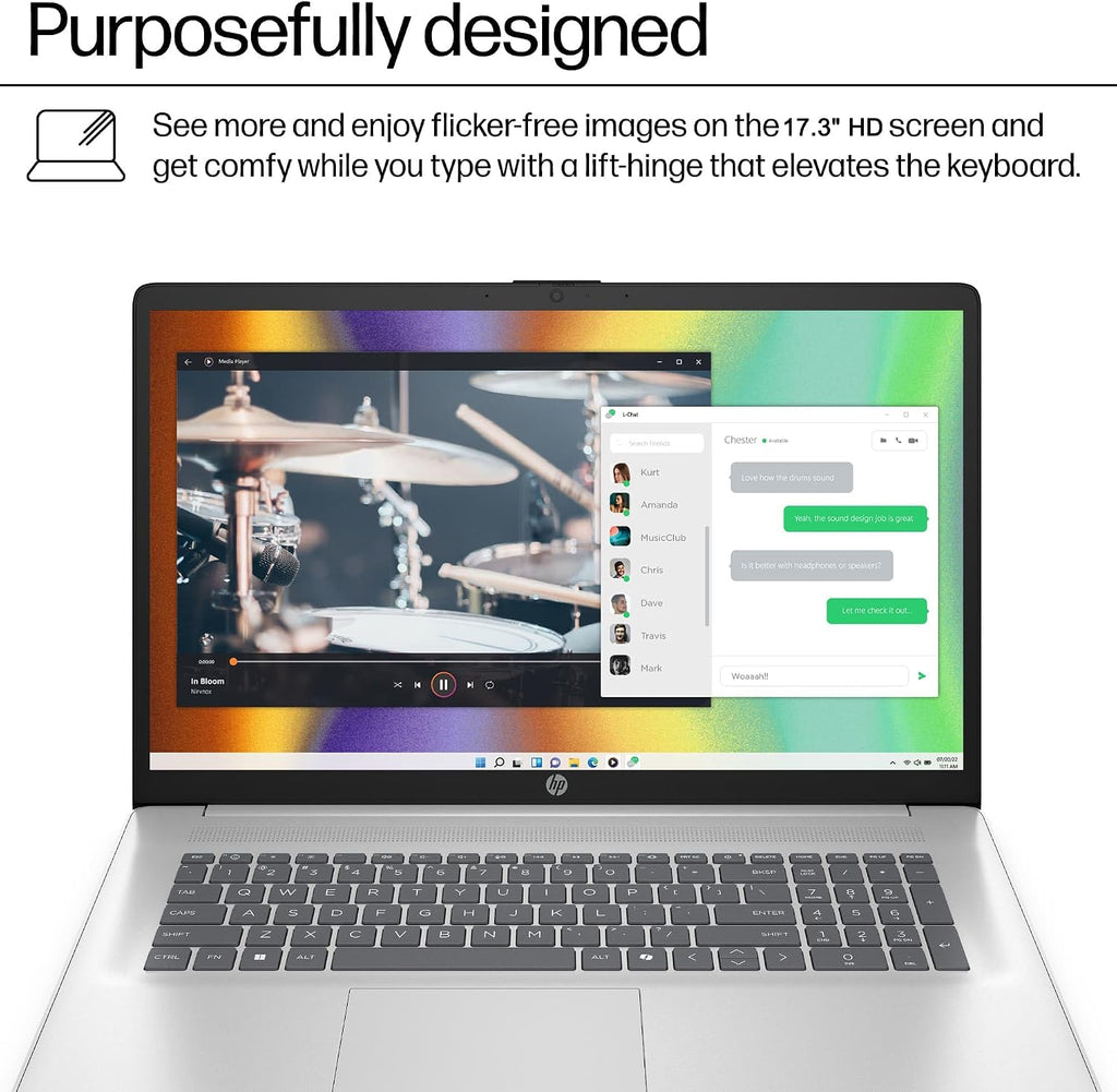 HP 17 Laptop AI PC (17.3' HD+ Touchscreen, Intel 12-Core Ultra 5 225U (> i7-1355U), 16GB DDR5 RAM, 512GB SSD) for Business, Home, Students, Backlit, Fingerprint, Webcam, Win 11 Home, Silver