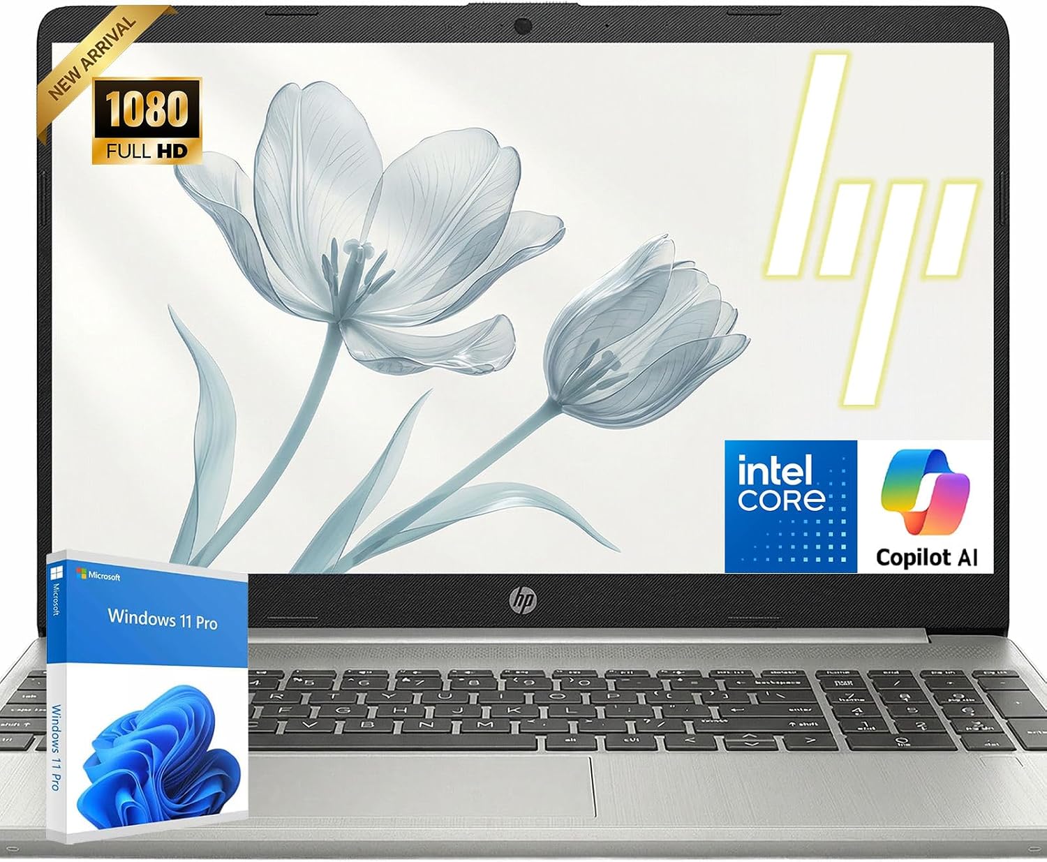 HP 15.6' Business&Student Laptop Computer, 2025/2026 Edition, Copilot AI, Intel Dual Core Processor Series, 16GB RAM, 512GB SSD, Ethernet & SD Card Reader, Up to 9 Hours Battery Life, Windows 11 Pro