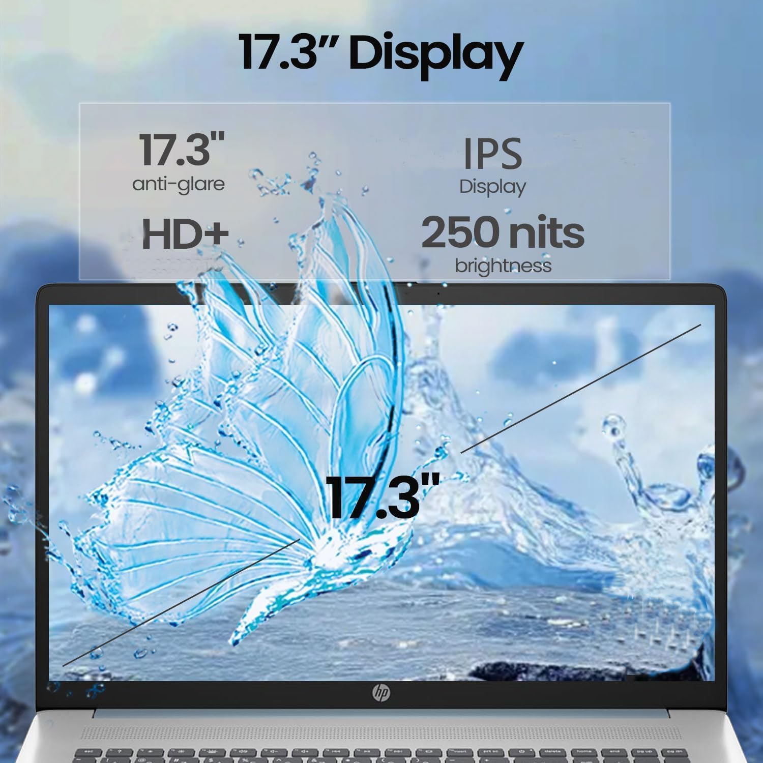 HP 17.3' Business Laptop, Powerful Intel 13th 8 Cores i3 CPU (Beat 11th i5), 8GB RAM, 256GB SSD, USB-C, Wi-Fi 6, Windows 11 + Copilot, Office 365 for The Web, No Mouse