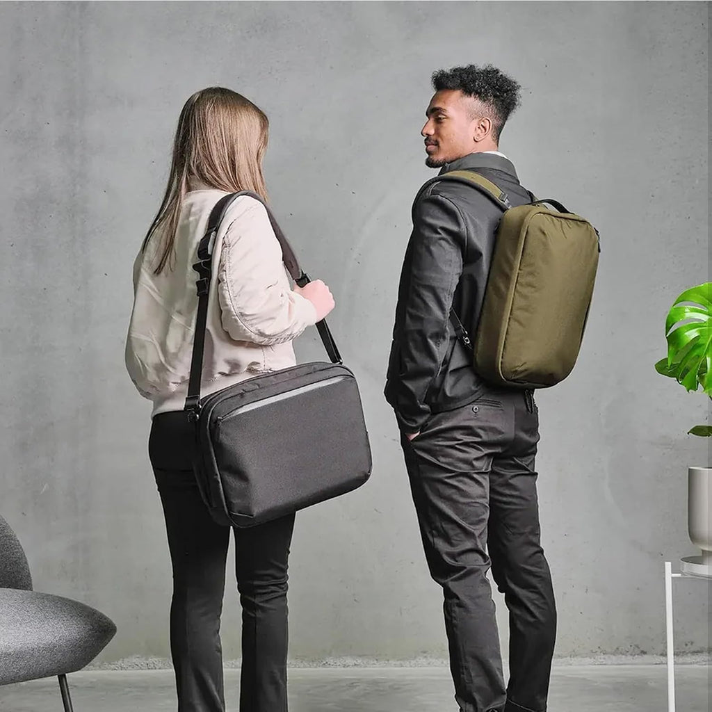 ALPAKA Elements Tech Brief Pro 12L -3-in-1 Recycled Fabric Laptop Briefcase Backpack for 16' Laptop, Anti-Theft Secure with Luggage Pass-Through, Water-Resistant, Fits Tech & Business Essentials,Black