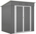 KEIKI Storage Shed 6x4 FT, Small Metal Tool Shed for Outdoor Storage, Galvanized Steel Garden Shed with Floor & Lockable Doors for Patio, Backyard, Lawn, Grey
