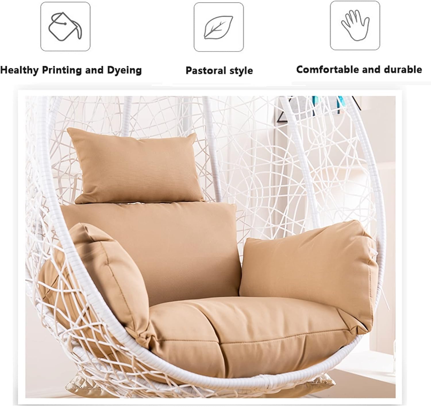 Wttfc Egg Chair Cushion Replacement, Outdoor Swing Chair Seat Cushion Replacement Cover, Washable Thicken Hanging Hammock Chair Cushion Only